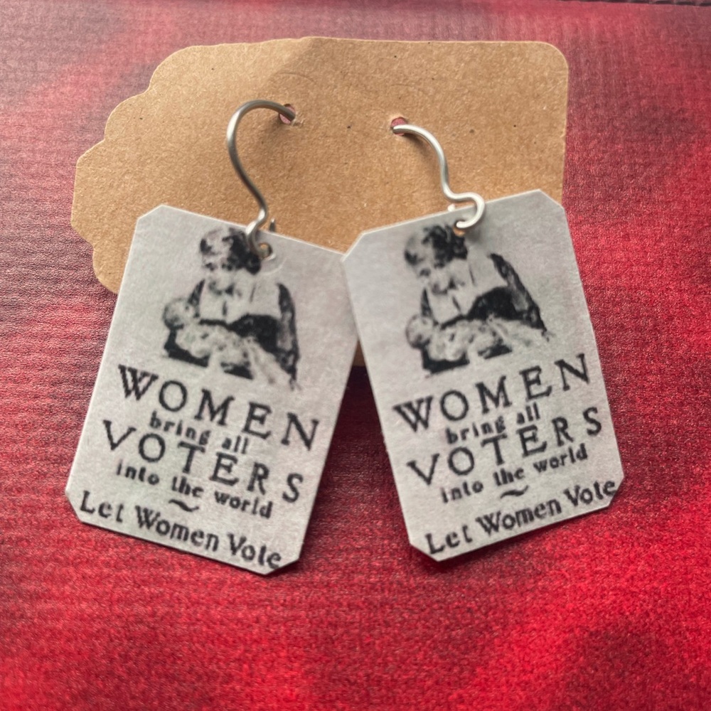 Earrings, Women’s Suffrage, silver